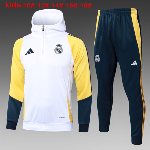 Ninos Sudadera Con Capucha Real Madrid 2024/25 Blanco Amarillo